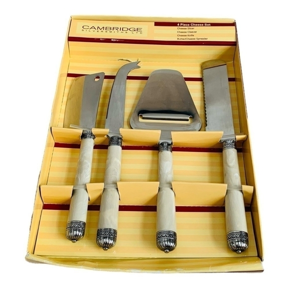 NIB Cheese Cutters Cambridge 4 Piece Gourmet Cheese Stainless Steel Knife Set - Picture 2 of 4